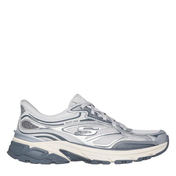 スケッチャーズ レディース シューズ スニーカー メッシュ オーバーレイ トール スピード競技 Skechers Metallic Overlay Mesh Lace-Up Slip- Runners Womens White/Silver 白いこと