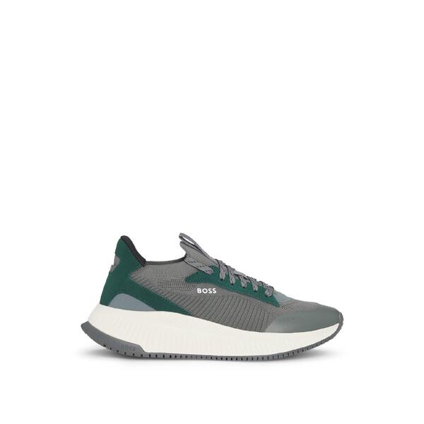 雇い主 メンズ シューズ スニーカー Boss Men\u0027s TTNM EVO Trainers with Signature Detailing Open Green 緑であること