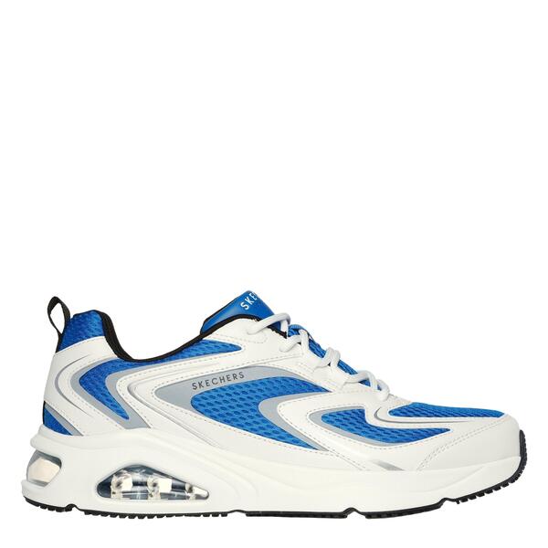 スケッチャーズ メンズ シューズ スニーカー 刷り上げる メッシュ オーバーレイ Skechers Men\u0027s Mesh Print Overlay Low-Top Trainers White/Blue 白いこと