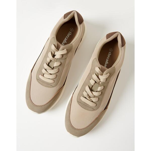 スリードベア メンズ シューズ スニーカー Threadbare Men\u0027s Ariba Trainer Casualow-Top Trainers Beige ベージュ
