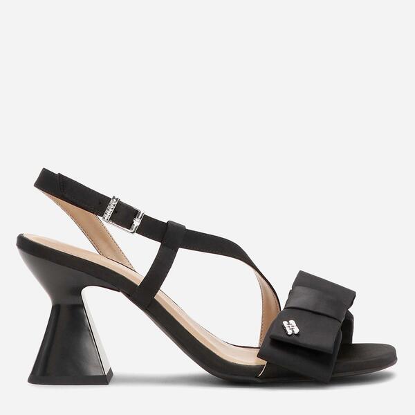 ガニー レディース シューズ パンプス 繻子 踵 Ganni Women\u0027s Bow Satin Block Heel Block Court Shoes Black 黒いこと