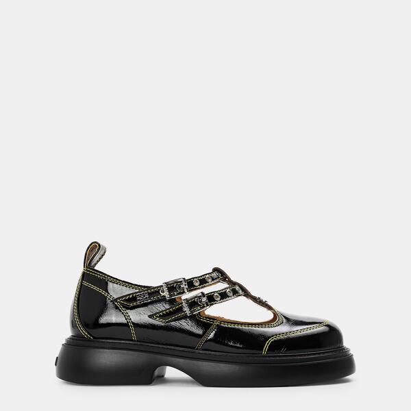 ガニー レディース シューズ パンプス なめし革 Ganni Women\u0027s Jane Leather Mary Janes Black 黒いこと