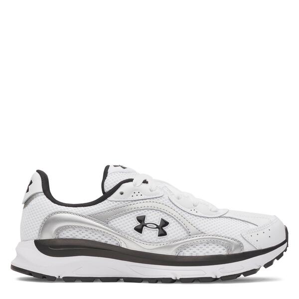 アンダーアーマー レディース シューズ スニーカー Under Armour UA Tech Runner Womens Trainers Wht/Blk/Silver しろがね色