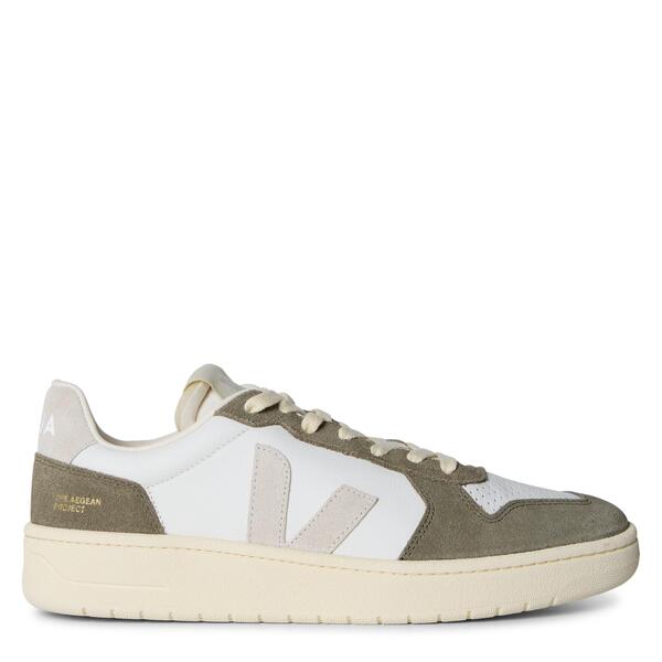 ヴェジャ メンズ シューズ スニーカー なめし革 Veja Men\u0027s V-82 Leather Low-Top Trainers White Kaki 白いこと