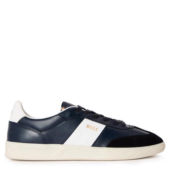 主任者 メンズ シューズ スニーカー なめし革 Boss Men\u0027s Brandon Leather Low-Top Trainers Navy 米国海軍