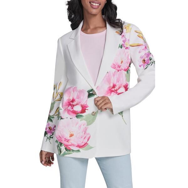 長い巻き毛 ラガーフェルド レディース アウター 上衣・上衣 スポーツジャケット Karlagerfeld Women\u0027sportswear Blazer White/Floral 白いこと