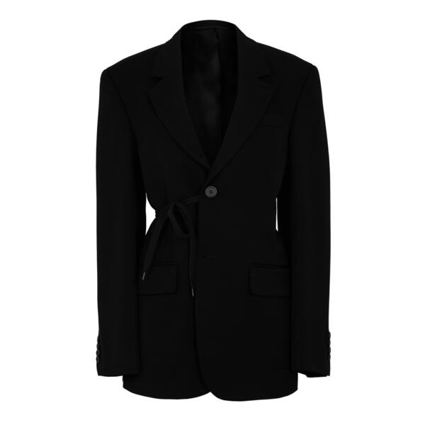 バレンシアガ レディース アウター 上衣・上衣 スポーツジャケット Balenciaga Women\u0027s Bal Wrap Blazer Black 黒いこと