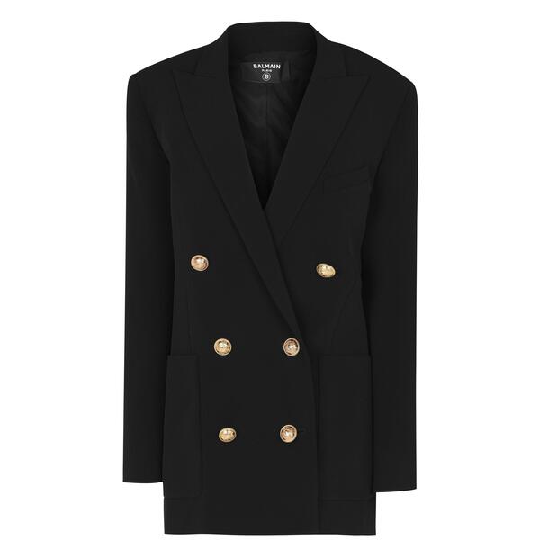 バルマン レディース アウター ジャケット・ブルゾン ブレザー Balmain Women's 6 Buttoned Boyfriendouble Breasted Viscose Long Sleeve Blazer Noir 0PA|ReVida 店