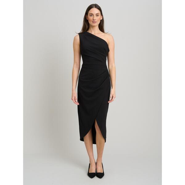 ジーナバッコーニ レディース トップス 衣裳 縮緬 Gina Bacconi Marcela Short One Shoulder Crepe Dress Black 黒いこと