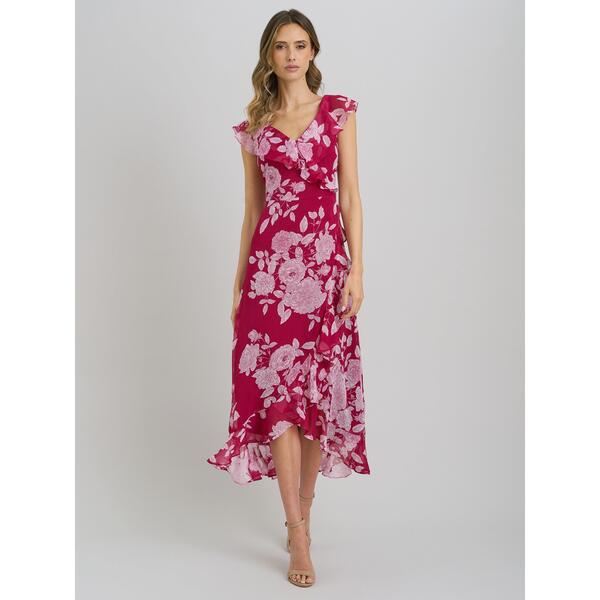 ジーナバッコーニ レディース トップス ワンピース フラワー柄 プリント フラワー Gina Bacconi Marilyn Floral Print Yoryu Dress Red / White ホワイト｜ReVida 店