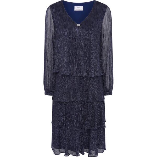 ジーナバッコーニ レディース トップス 衣裳 ティアード MIDI Gina Bacconi Rosemary Tiered Midi Dress Navy 米国海軍