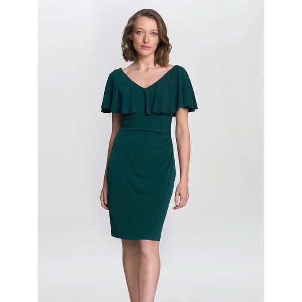 ジーナバッコーニ レディース トップス 衣裳 Gina Bacconi Allie Flutter Sleeve Cocktail Dress Bottle Green 緑であること