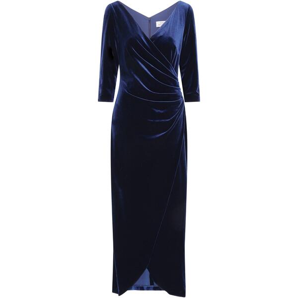 ジーナバッコーニ レディース トップス 衣裳 天鵞絨 マキシ Gina Bacconi Paris Velvet Maxi Dress With 3/4 Sleeve Navy 米国海軍