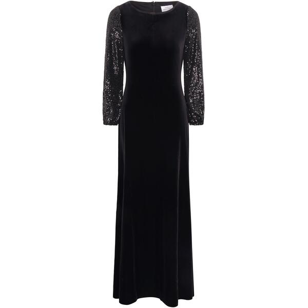 ジーナバッコーニ レディース トップス 衣装 天鵝絨 スパンコール マキシ Gina Bacconi Pauline Velvet Maxi Sequin Sleeve Dress Black 黒いこと