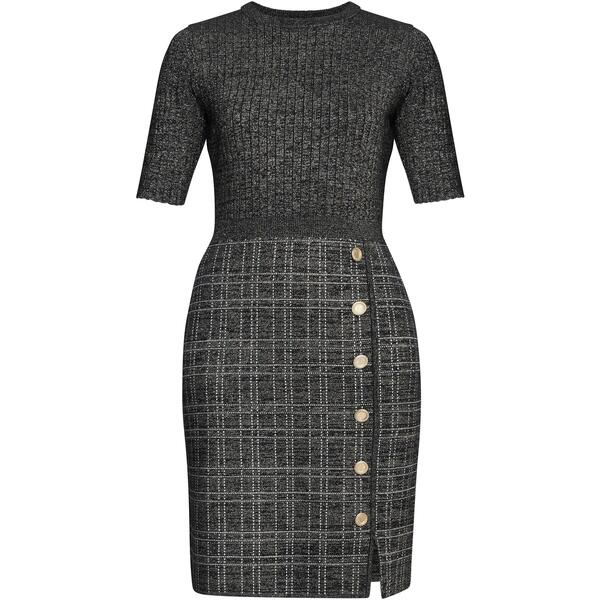 ジーナバッコーニ レディース トップス 衣装 編み物 Gina Bacconi Antonella Button Detail Knit Dress Black / Gold 黒いこと