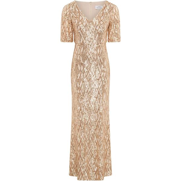 ジーナバッコーニ レディース トップス ワンピースパンコール マキシ Gina Bacconi Pat Sequin Maxi Dress Gold ゴールド