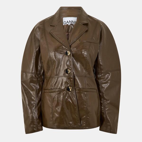 ガニー レディース アウター 上衣・上衣 スポーツジャケット Ganni Women\u0027s Patent Blazer Teak
