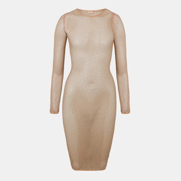バレンシアガ レディース トップス 衣装 Balenciaga Women\u0027stretch Bodycon Dress Nude/Silver しろがね色