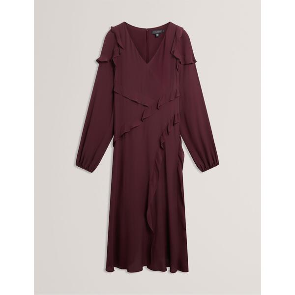 テッドベーカー レディース トップス 衣装 MIDI 長袖 Ted Baker Women\u0027s Long-Sleeve Midi Tea Dress Oxblood オックスブラッド