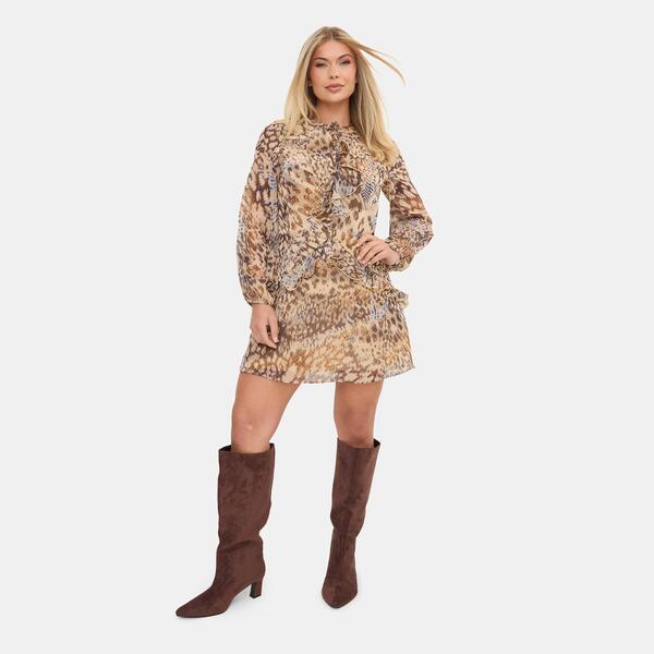 アイソウイットファースト レディース トップス 衣裳 刷り上げる フラウンス I Saw It First Printed Ruffle Dress Brown 赤銅色