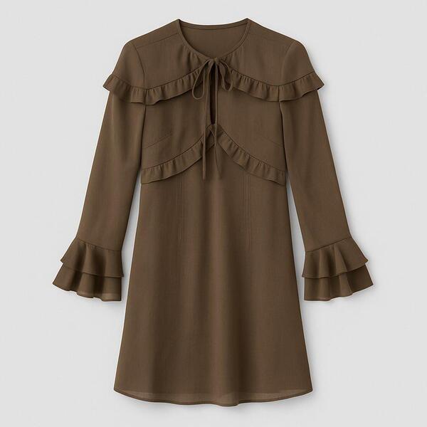 アイソウイットファースト レディース トップス 衣裳 フラウンス ミニ I Saw It First Ruffle Mini Dress Brown 赤銅色