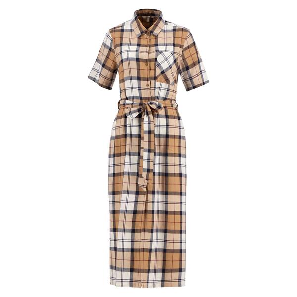 バブアー レディース トップス ワンピース ミディ Barbour Womens Fern Midi Dress Hessian Tartan|ReVida 店