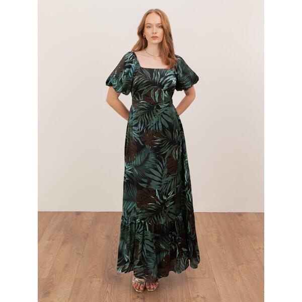 ラブドローズ レディース トップス 衣装 刷り上げる マキシ Lovedrobe Tropical Print Square Neck Short Sleeve Maxi Dress Navy 米国海軍