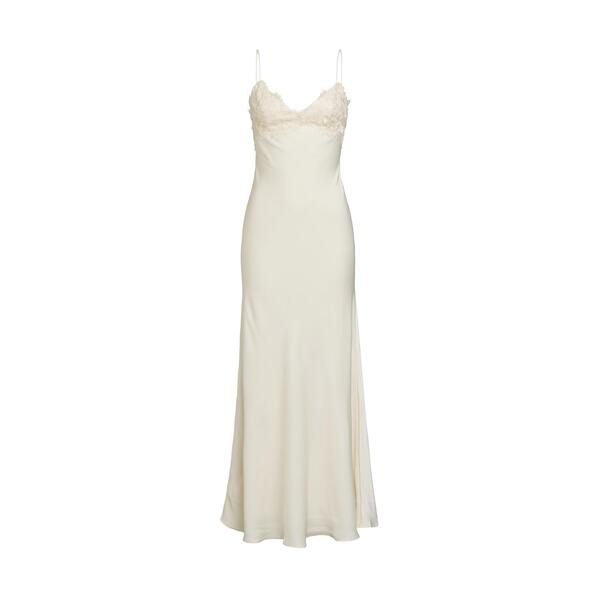 赤ちょうちん点点 レディース トップス 衣装 繻子 スピード競技 マキシ Bardot Women\u0027s Elisian Lace Satin Bias Cut Maxi Dress Ivory 象牙色