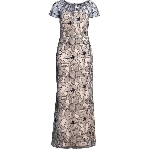 ジーナバッコーニ レディース トップス 衣裳 お花柄 メッシュ マキシ お花 Gina Bacconi Marie-Claire Floral Mesh Maxi Dress Black / White 白いこと