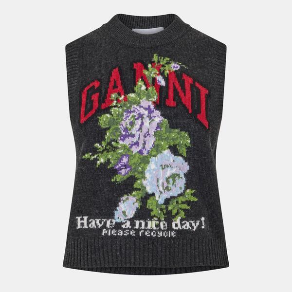 ガニー レディース アウター ジレー より良い 羊毛 Ganni Womens Rose Wool Vest Phantom