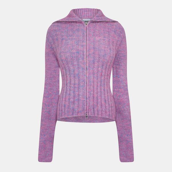 ガニー レディース アウター ジレー ハイネック Ganni Women\u0027s High Neck Cardigan Rose Violet 相撲取り草