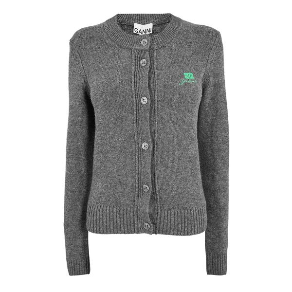 ガニー レディース アウター ジレー 羊毛 Ganni Women\u0027s Wool Merino Cardigan Charcoal Grey 濃灰色