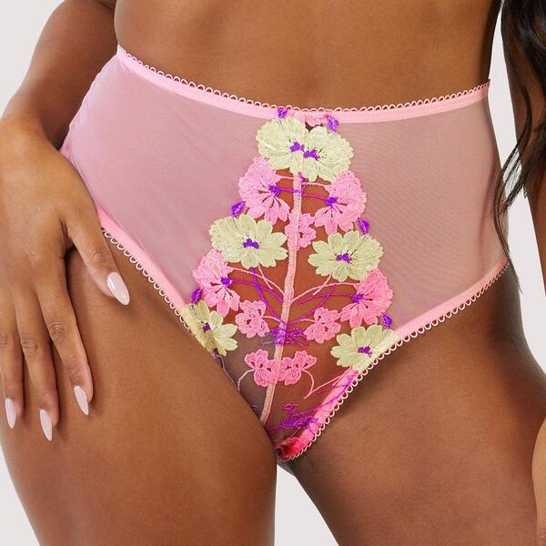 プレイフルプロミス レディース アンダー御召しもの ズボン下 Playful Promises Luna Pastel Embroidery High Waisted Brief Pink さくら色