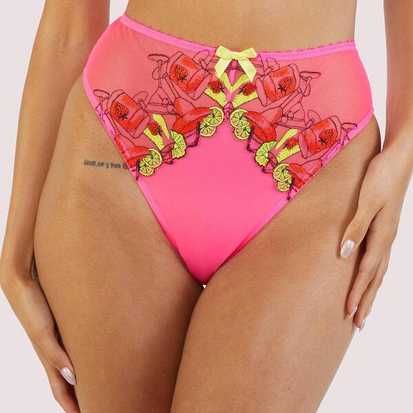 プレイフルプロミス レディース アンダー御召しもの ズボン下 ご機嫌酉の方角 Playful Promises Magda Pink Neon Cocktail Embroidery High Waistho Pink さくら色