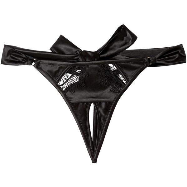 プレイフルプロミス レディース アンダーお召しもの ズボン下 繻子 スピード競技 Playful Promises Wren Black Satin And Lace Ouverthong Black 黒いこと