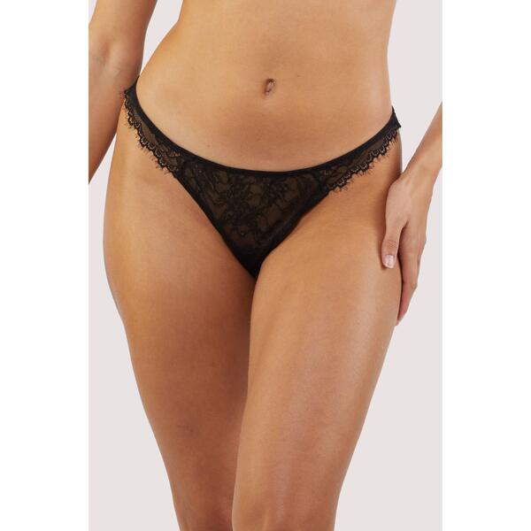 プレイフルプロミス レディース アンダー御召しもの ズボン下 スピード競技 Playful Promises Rosalyn Black Lace Thong Black 黒いこと