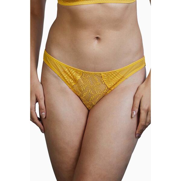 プレイフルプロミス レディース アンダーお召しもの ズボン下 スピード競技 Playful Promises Emma Mustard Yellow Brazilian Lace Brief Yellow 黄色
