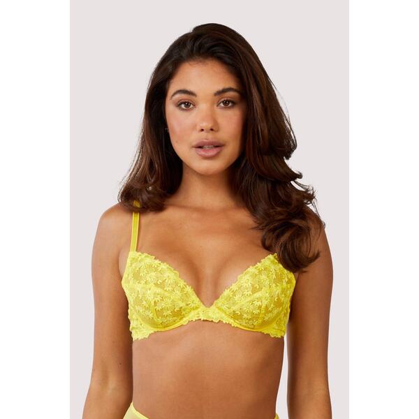 プレイフルプロミス レディース アンダー御召しもの ブラ Playful Promises Audre Yellow Embroidery Bra Yellow 黄色