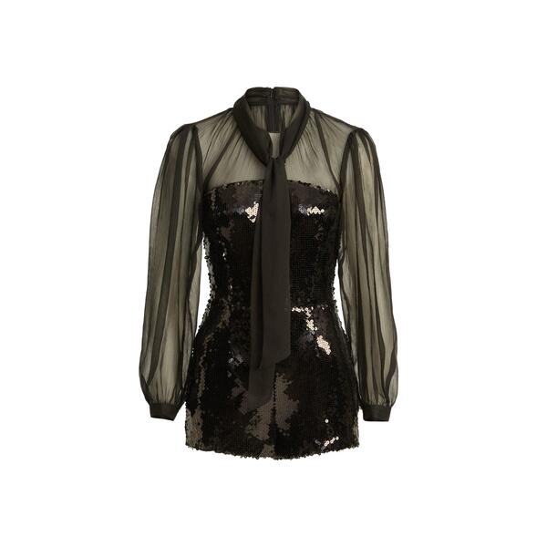 赤ちょうちん点点 レディース トップス 衣装 Bardot Women\u0027s BDaveen Long Sleeve Playsuit Black 黒いこと