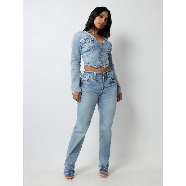 トゥルーレリジョン レディース ボトムス ジーンズズボン下 引っ切りない デニム True Religion Women\u0027s Ricki Relaxed Straight Leg Jeans Horizon Henge
