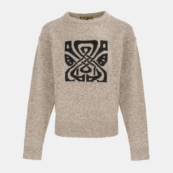 ビバ レディース アウター ジレー 編み物 Biba Knit Crew Ld61 Beige/Black 黒いこと