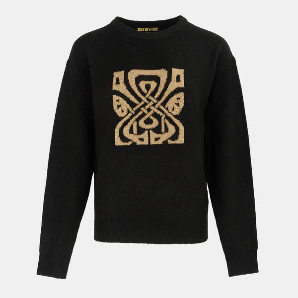 ビバ レディース アウター ジレー 編み物 Biba Knit Crew Ld61 Black/Gold 黒いこと