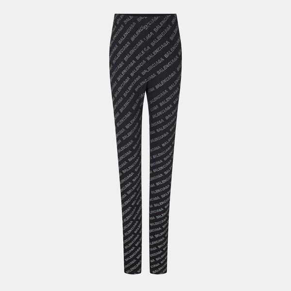 バレンシアガ レディース ボトムス 心地好いズボン下 レギンス Balenciaga Women\u0027s Black Stretch Leggings Black/Silver 黒いこと