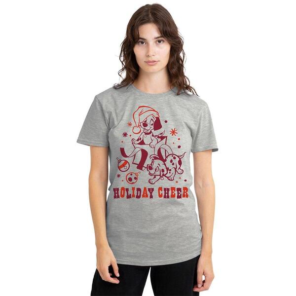 ウォルトディズニー レディース トップス プルオーバー Disney 101 Dalmatians Christmas Holiday Cheer Dogs Womens Light Grey 薄墨色
