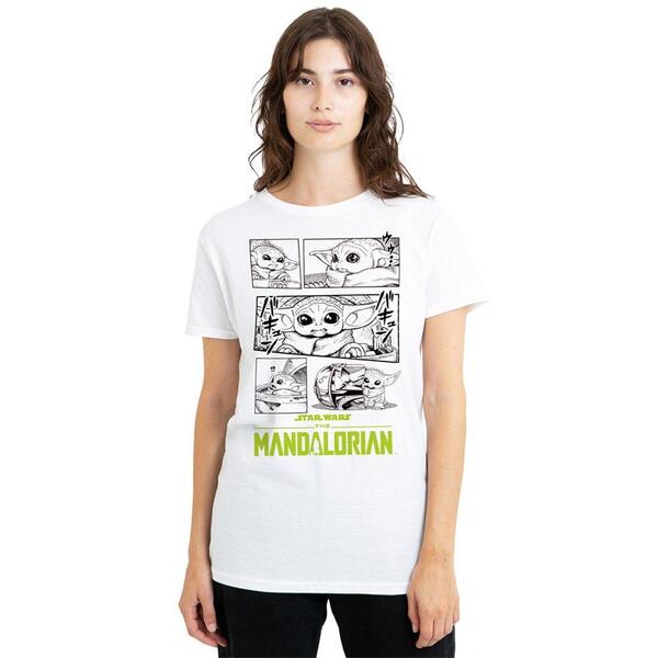 はやりっ児 ウォーズ レディース トップス プルオーバー Star Warstar Wars The Mandalorian Grogu Manga Comic Womens White 白いこと