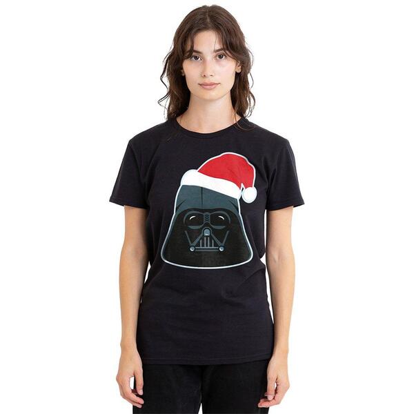 ウォルトディズニー レディース トップス ティーシャツ Disney Star Wars Darth Vader Christmasanta Hat-Shirt Black 黒いこと