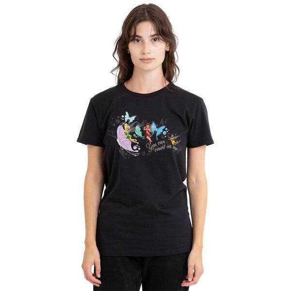 ウォルトディズニー レディース トップス プルオーバー Disney Fairies You Can Count On Me Tinker Bell Rosetta T Black 黒いこと