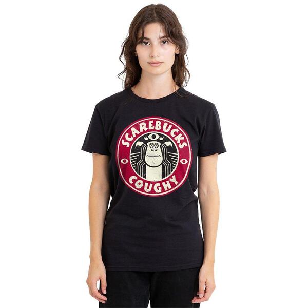 ウォルトディズニー レディース トップス ティーシャツ Disney Monsters At Work Scarebucks Coughy T-Shirt Black 黒いこと