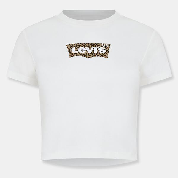 リーヴァイズジーンズ レディース トップス ティーシャツ Levis Women\u0027short Sleeve Boxy Western Criss Cross Baby Tee White Leopard 白いこと