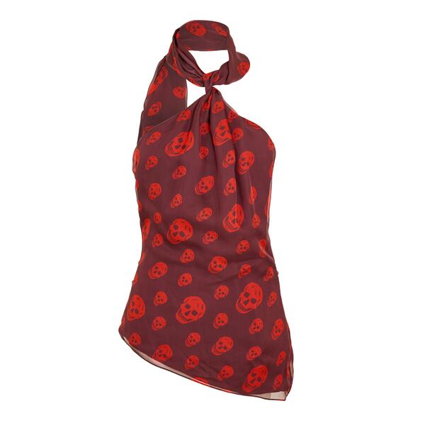 アレキサンダー・マックイーン レディース トップス シャツ ベスト Alexander McQueen Women's Alex Skull Scarf Woven Cami Vest Oxblood オックスブラッド|ReVida 店